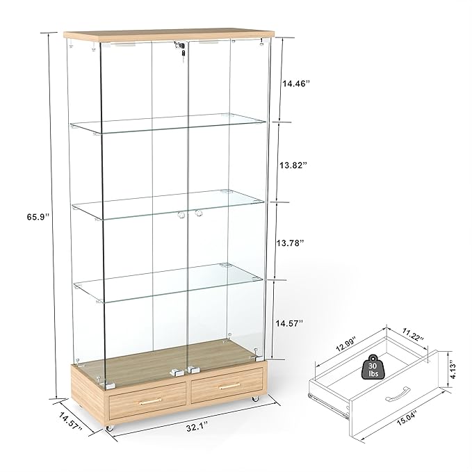 Yoluckea 4 Tier Glass Display Cabinet - Image 2