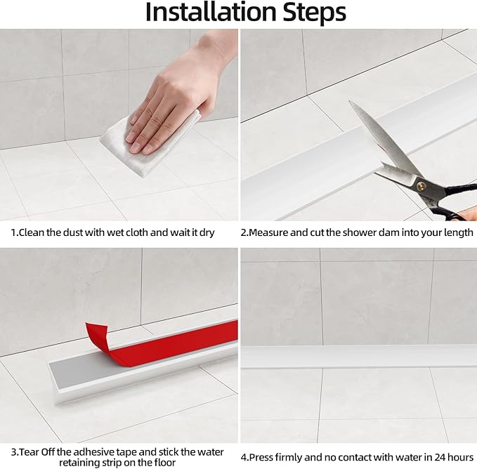 78 inch Shower Threshold Water Dam Barrier Water Stopper, Glass Shower Door - Image 7