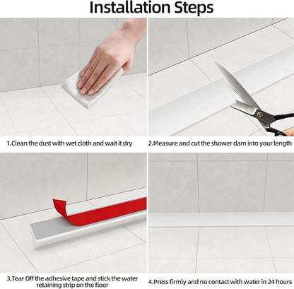 78 inch Shower Threshold Water Dam Barrier Water Stopper, Glass Shower Door - Image 7