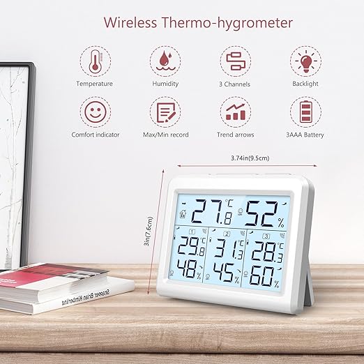 LOFICOPER Indoor Outdoor Thermometer Wireless, Digital Temperature Humidity - Image 2