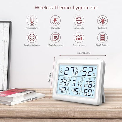 LOFICOPER Indoor Outdoor Thermometer Wireless, Digital Temperature Humidity - Image 2