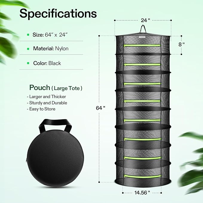 VIVOSUN 4-Pack 8-Layer Mesh Drying Rack Hanging Design - Image 2