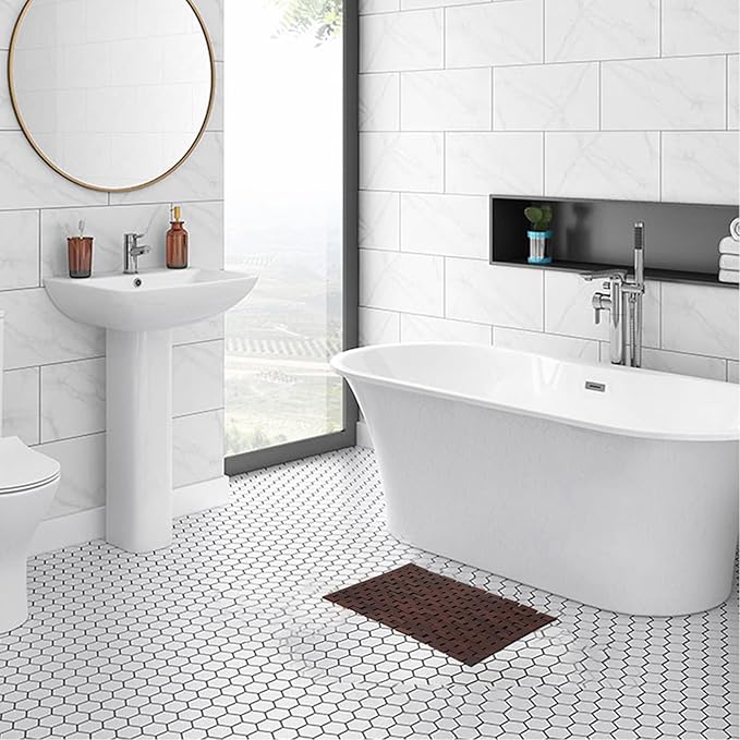 Bath Mat Bathroom Rugs Floor Wood Shower Bathtub Waterproof Non Slip - Image 2