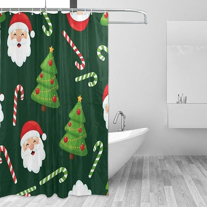 Christmas Green Santa Shower Curtain Liner 72×72 inch by Unknown
