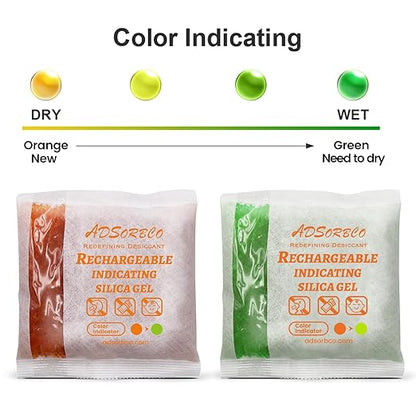 Adsorbco Rechargeable 200 Gram 5 Packs Desiccant, Indicating Silica Gel Packets - Image 5