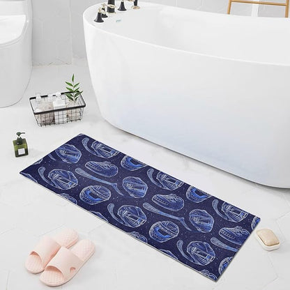Ice Hockey Pattern Blue Decorative mat Non Slip Anti Mold Washable Rugs - Image 8