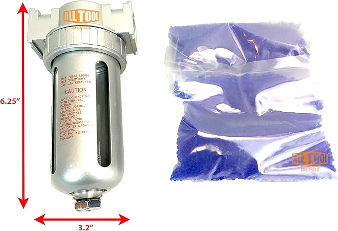 1/4" NPT Mid Flow Compressed Air In Line Filter Desiccant Dryer Moisture Water - Image 2