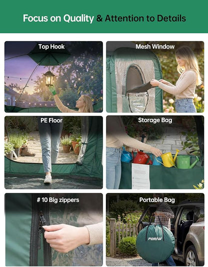 Porayhut Pop up Greenhouse Tent, Portable Large Walk-in Plant House 10’X10’ - Image 7