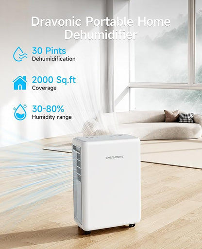 30 Pints Dehumidifier for Basement and Home, Quiet 3-Mode Operation - Image 2