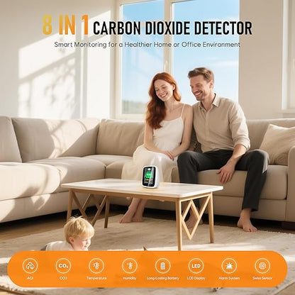 CO2 Monitor Carbon Dioxide Detector, 5-in-1 Indoor Air Quality Monitor - Image 2