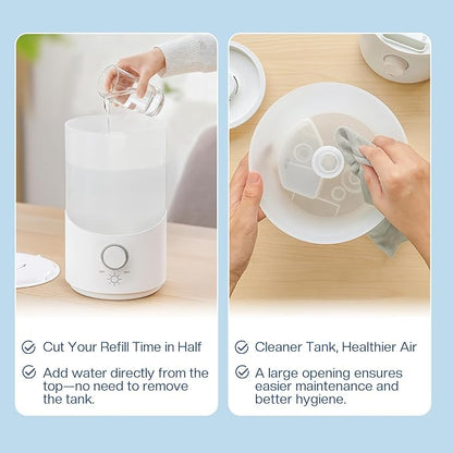 Cool Mist Humidifier for Bedroom, 3L Top Fill Ultrasonic Air Humidifier - Image 3