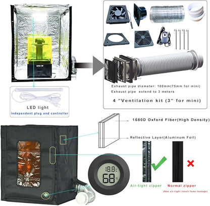 3D Printer Enclosure with Ventilation Kit & LED Lighting– Thermal Insulation - Image 4