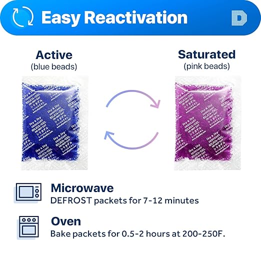 Dry & Dry 20 Gram Blue Indicating Silica Gel Packets Desiccant Silica Gel - Image 5