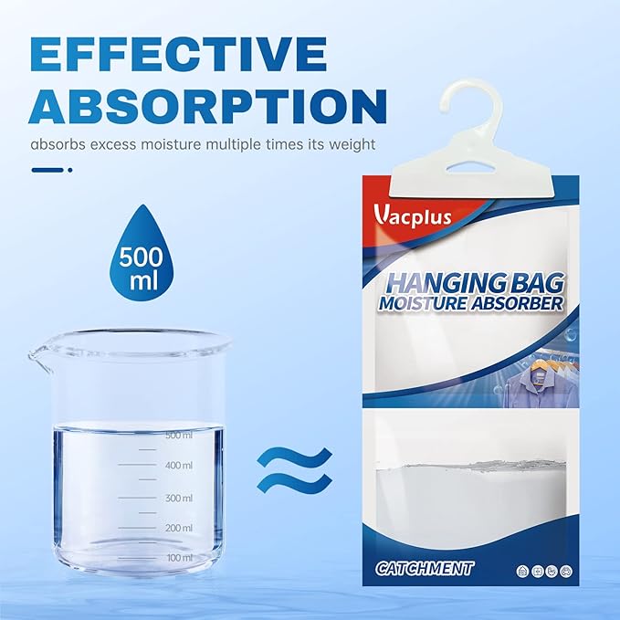 Vacplus Moisture Absorbers 30 Pack, Fragrance Free Hanging Humidity Packs - Image 2