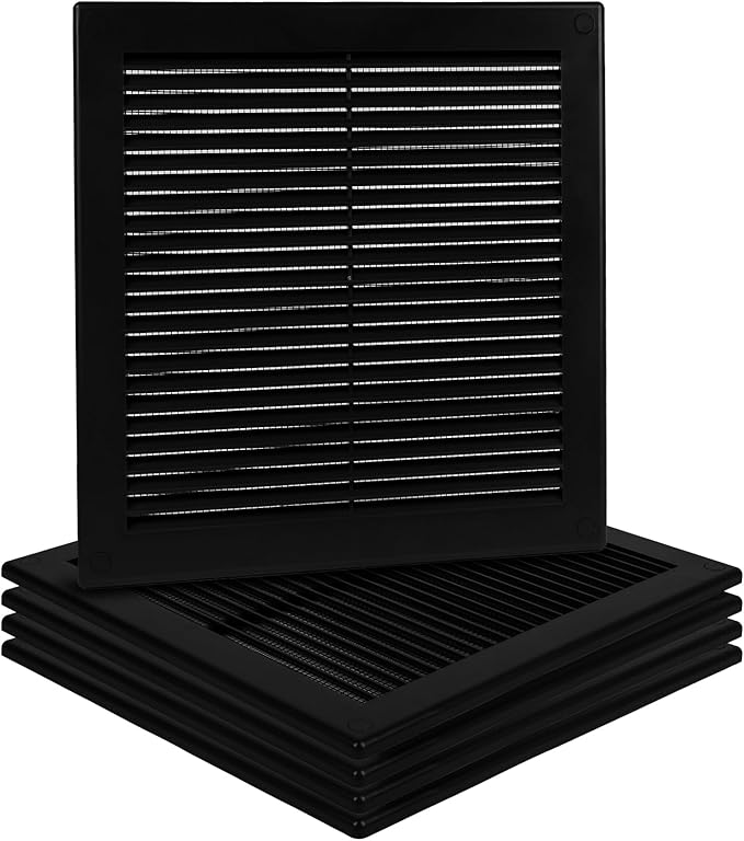 5-Pack 10" x 10" Square Air Vent Cover – Black Plastic Vent Deflector by Unknown