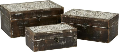 Deco 79 Wood Floral Handmade Decorative Box Decorative Keepsake Boxes by Deco79