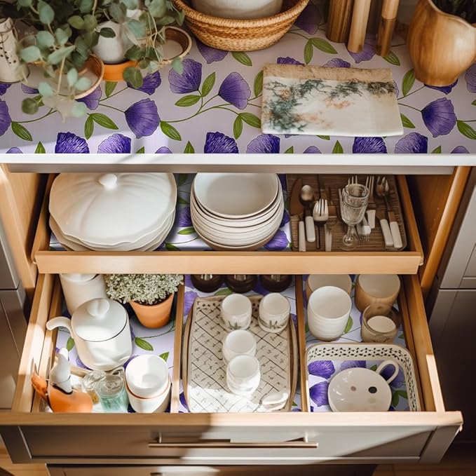 2 Rolls 12" W x 120" L Floral Drawer and Shelf Liner - Image 7