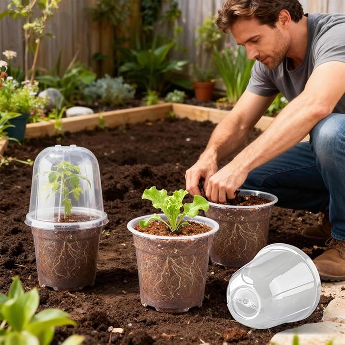 6 Inch Clear Nursery Pots with Humidity Dome, 30 Pack Reusable Seed Starter Pot - Image 6