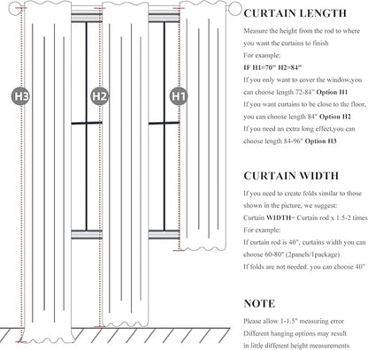 Cute Blackout Curtains 70 Inches Extra Wide Linen 84 Inch Length - Image 5