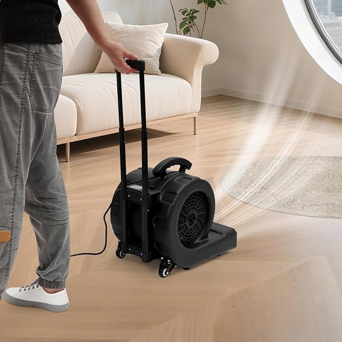 Commercial Floor Blower Dryer 750W, 3-Speed & 3-Angle Adjustable Air Mover - Image 2