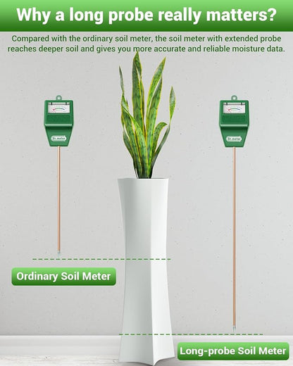 Soil Moisture Meter, 2 Pack Long Probe Soil Tester Hygrometer - Image 2