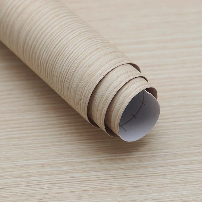31.5"x157" Large Size Peel and Stick Wallpaper Beige Wood Look Contact Paper by BoobestPeelStickWallpaper