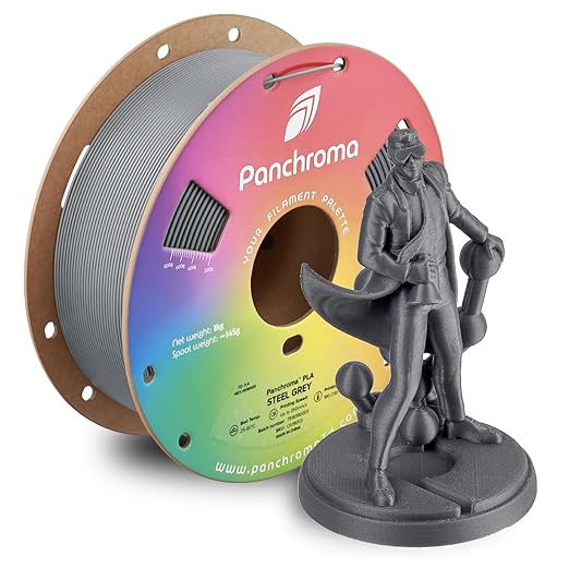 Panchroma PLA Steel Grey 3D Printer Filament, 1kg Spool, High Speed Printing by Polymaker