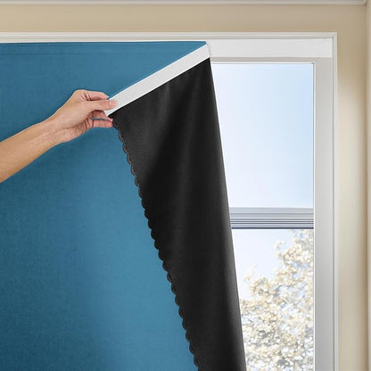 Adhesive Curtain 100% Blackout No-Drill Easy Install by JILRON