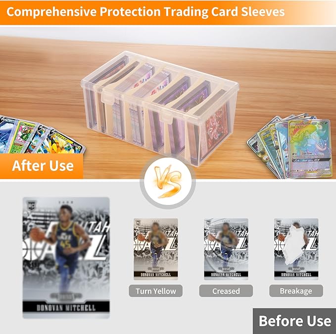 Trading Card Storage Box with 6 Dividers, Toploads Storage Box Plastic Baseball - Image 3