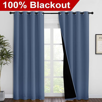 NICETOWN 100% Blackout Curtains 86 inches Long, Pair of Energy Smart & Noise - Image 2