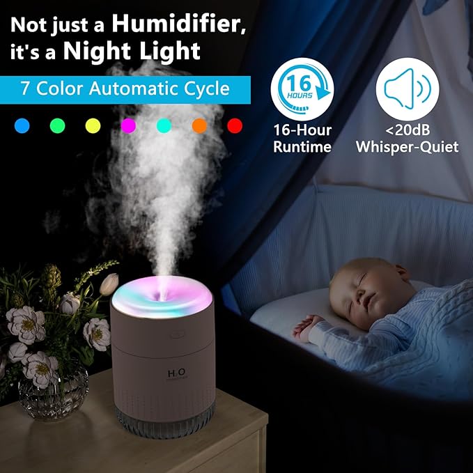 Colorful Mini Humidifier, USB Rechargeable Humidifier, small humidifier - Image 3