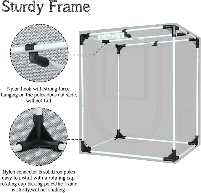 zazzy Grow Tent 18"x30"x36" Hydroponic Heavy Duty Dark Room Reflective Mylar - Image 7