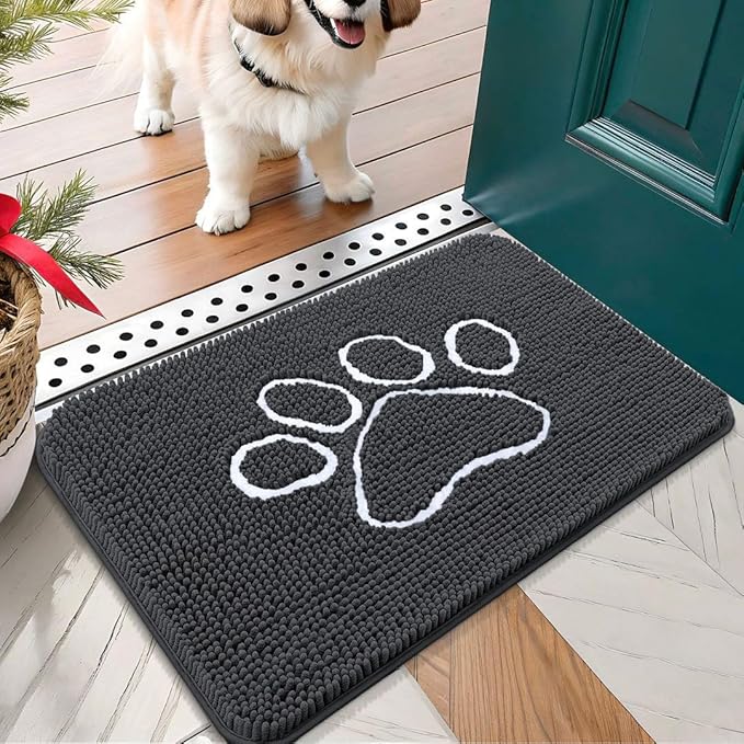 OLANLY Dog Door Mat for Muddy Paws 24x16, Paw Print Design, Absorbs Moisture by OLANLY