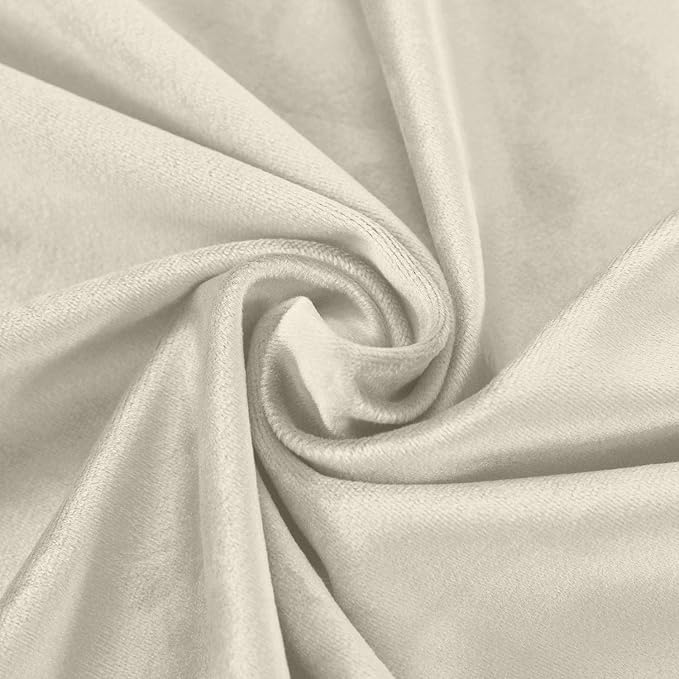 ChadMade Blackout Lined Premium Velvet Curtain Ivory 72Wx102L Inch, Eyelet - Image 6