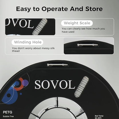 Sovol 3D Printer PETG Filament 1.75mm 1KG, High Precision, Strong Toughness - Image 7