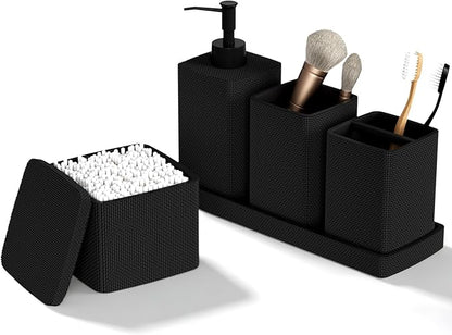 Matte Black Bathroom Accessories Set 5 Pieces, Resin Toothbrush Holders Set by LetUsMakeHomeYourFavoriteDestination