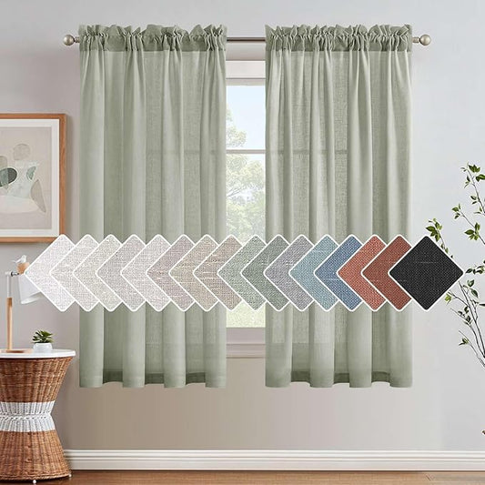 H.VERSAILTEX Linen Curtains Elegant Natural Linen Semi Sheer Curtains Energy by HVERSAILTEX