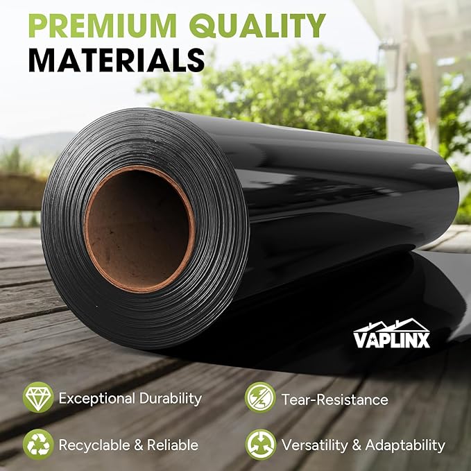 10 Mil Black Plastic Sheeting 5x100 FT – Heavy Duty Polyethylene Plastic Rolls - Image 2