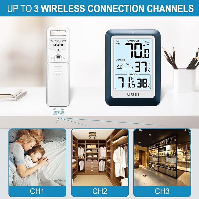 Indoor Outdoor Thermometer Wireless Weather Station, Internal External - Image 3