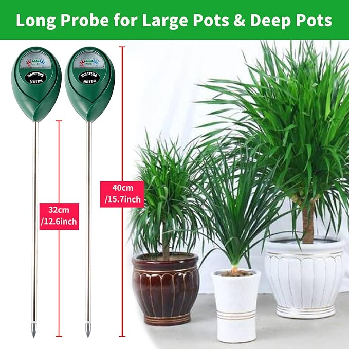 Extended Long Probe Soil Moisture Meter, 2 Pack Plant Water Meter Soil Meter - Image 2