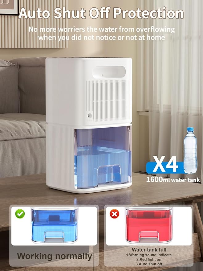 Dehumidifier, Dehumidifier for Home, 60 OZ Water Tank, 500 sq.ft Dehumidifiers - Image 4
