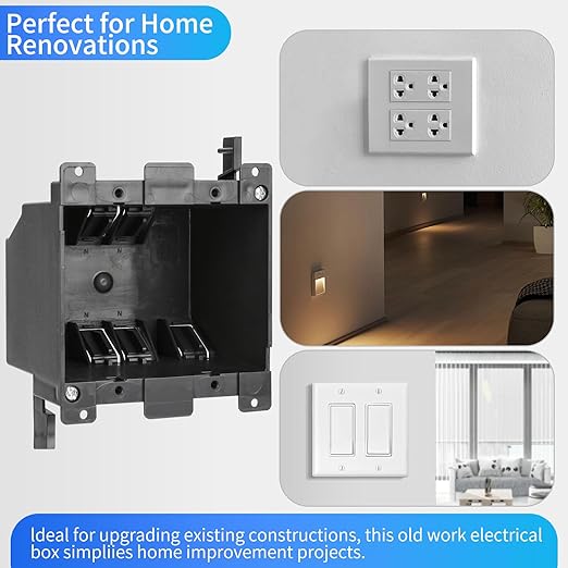 2-Gang Extra Deep PVC Old Work Electrical Black Box, 25 Cubic Inch – Fire Rated - Image 3