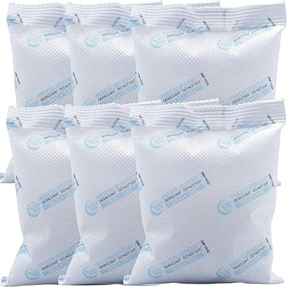 6Pcs 100 Gram Silica Gel Packets, Pure and Safe Silica Gel Desiccant Packs by Wisesorb