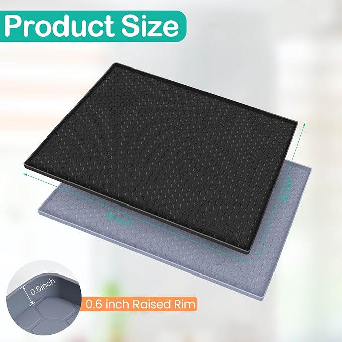 Waterproof Under Sink Mat 28" x 19", Silicone Cabinet Liner, Rubber Protector - Image 2