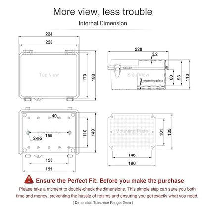 QILIPSU Outdoor WiFi Enclosure, 8.6"x6.7"x4.3" Waterproof Electrical Junction - Image 6