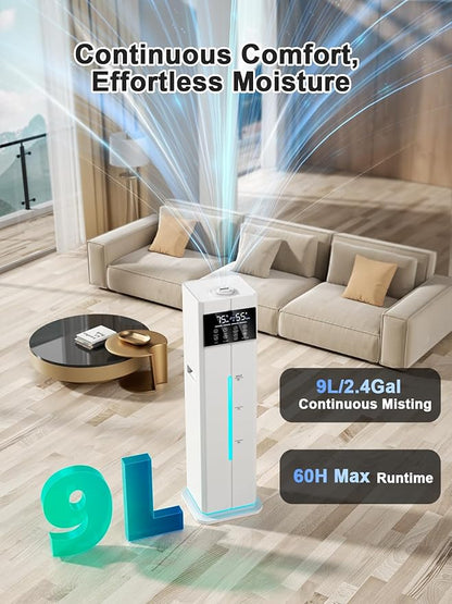 9L/2.4Gal Smart Cool Mist Humidifier, Top Fill Quiet Humidifier Large Room - Image 3