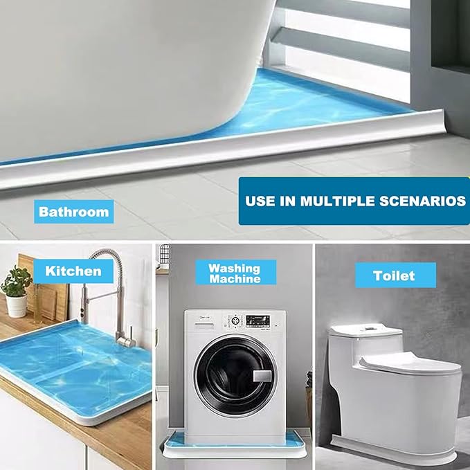 Collapsible Shower Threshold Water Dam 2"H 67"L Shower Water Barrier Water - Image 4
