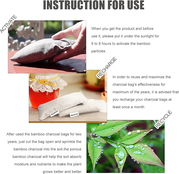 6 Pack Charcoal Shoe Deodorizer Bags, Shoe Smell Remover and Odor Eliminator - Image 7