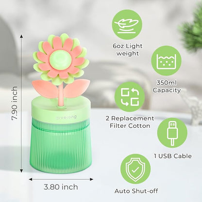 Cute Flower Mini Humidifier, 260ml Sunflower Desktop Humidifiers - Image 7
