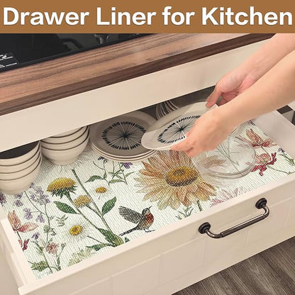 Floral Drawer and Shelf Liner for Kitchen Cabinets Non-Adhesive Drawer Liner - Image 9
